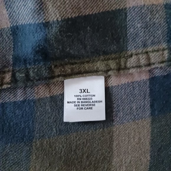 Mens Magellan Outdoors Green Plaid Cotton Flannel Shirt Size 3XL Classic Fit - Picture 4 of 7